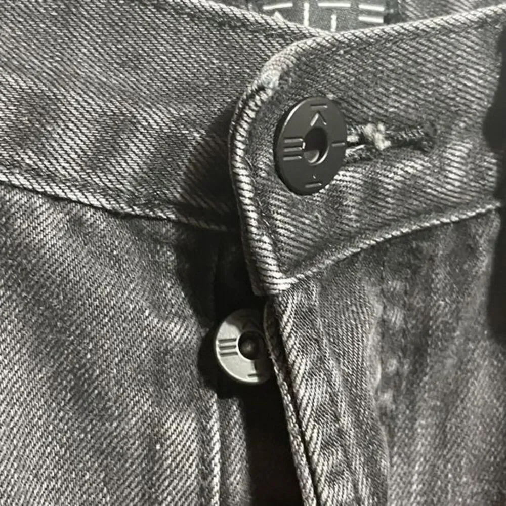 Kite Jeans Men's‎ 34 Button Fly Black Zipper Leg Denim Grunge Distressed